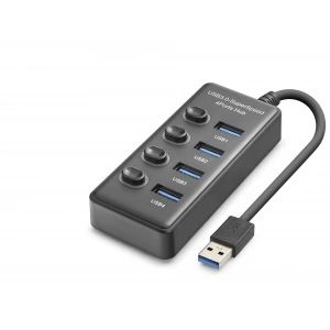 Usb 3.0 Hub Anahtarlı 4 Port 5 Gbps - Siyah HDX7048