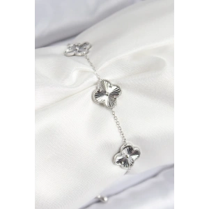 VIP Pirinç Yonca Model Gümüş Renk Kadın Bileklik - TJ-BB7782