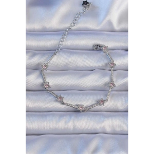 Vip Seri Pirinç Gümüş Renk Zirkon Taşlı Halley Yıldız Model Bileklik