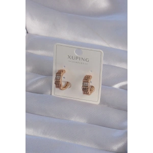 XUPİNG Rose Renk Zirkon Taşlı İşlemeli Halka Küpe