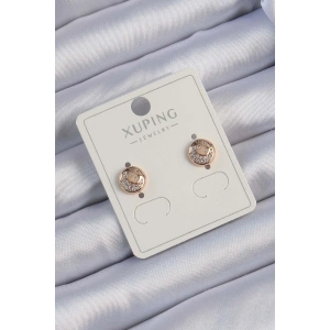 Xuping Rose Renk Zirkon Taşlı Yansımalı Oval Küpe - TJ-BKP9414