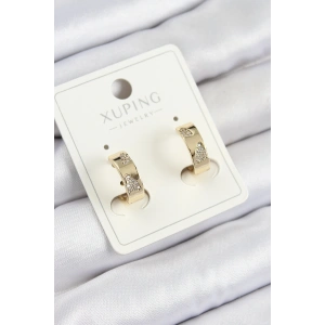 Xuping Zirkon Taşlı Desenli Halka Model Gold Renk Kadın Küpe