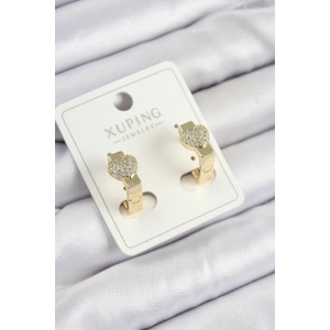 Xuping Zirkon Taşlı Kalp Model Gold Renk Kadın Küpe