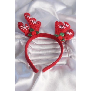 Yılbaşı Temalı Kar Tanesi İşleme Detay Geyik Boynuzu Figürlü Taç - TJ-SA1002