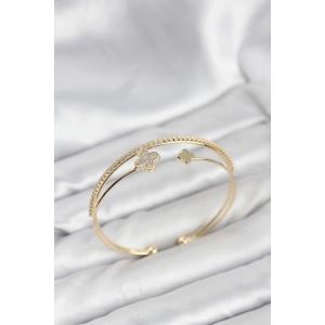 Yonca Model Pirinç Gold Renk Kadın Bileklik - TJ-BB8259