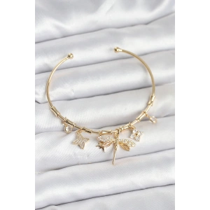 Yusufçuk Charmlı Gold Renk Pirinç Kadın Bileklik - TJ-BB8045