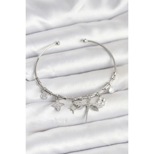 Yusufçuk Charmlı Gümüş Renk Pirinç Kadın Bileklik - TJ-BB8046