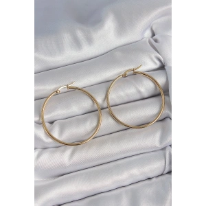 316 Çelik Gold Renk 43 mm Halka Model Kadın Küpe