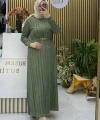 Bürümcük Gold Kemer Elbise Yeşil
