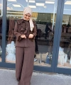 Efsun Pantolonlu Takım Kahverengi