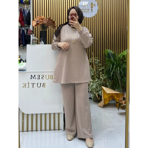 Oysho Broş Düğmeli Takım Bej