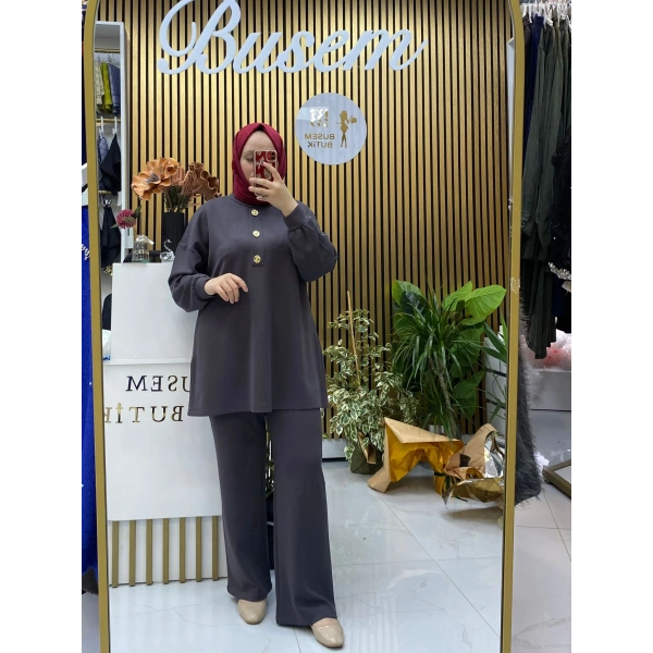 Oysho Broş Düğmeli Takım Gri