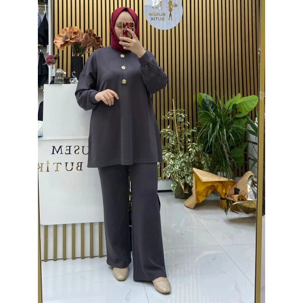 Oysho Broş Düğmeli Takım Gri