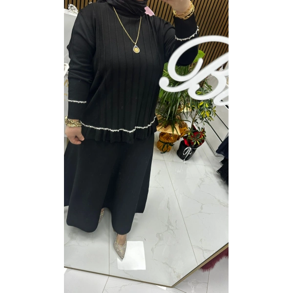 Triko Etekli Takım Siyah