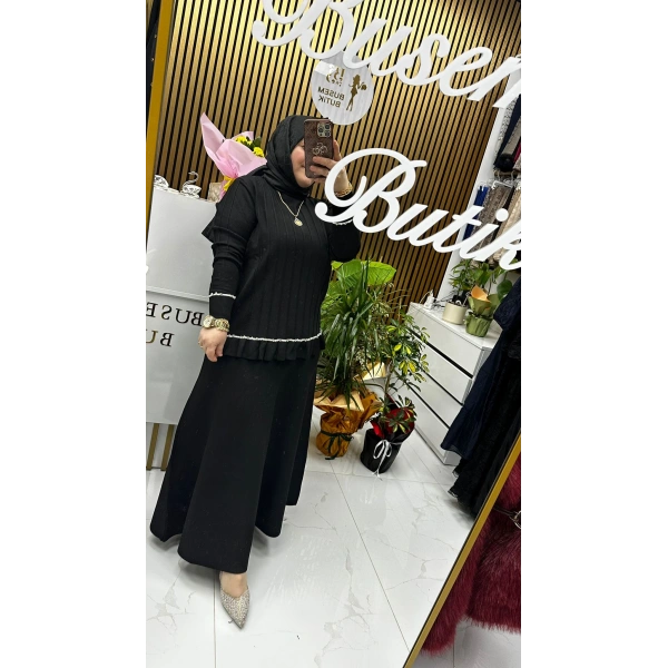 Triko Etekli Takım Siyah