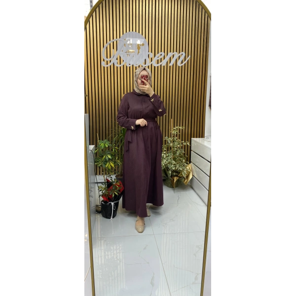 Ela Kupra Elbise Mürdüm