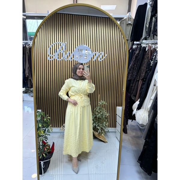 Çiçek Etekli Takım Sarı