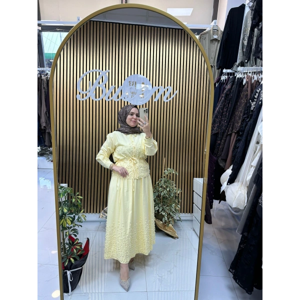 Çiçek Etekli Takım Sarı