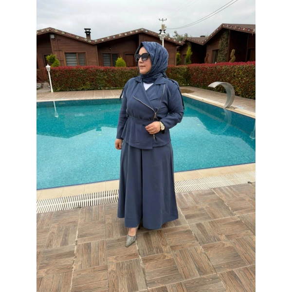 Alara Fermuar Detaylı Takım Lacivert