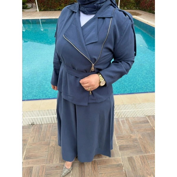 Alara Fermuar Detaylı Takım Lacivert