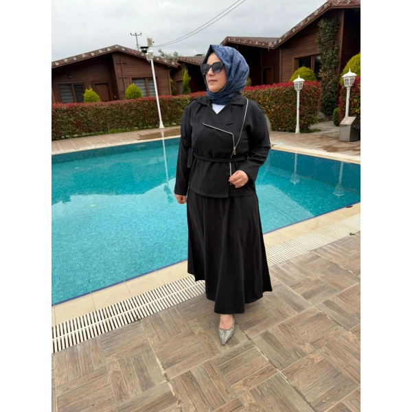 ALARA FERMUAR DETAYLI TAKIM SİYAH