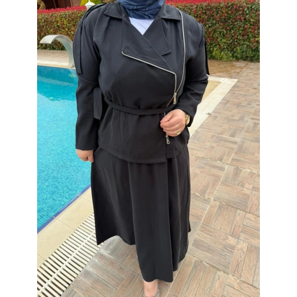 ALARA FERMUAR DETAYLI TAKIM SİYAH