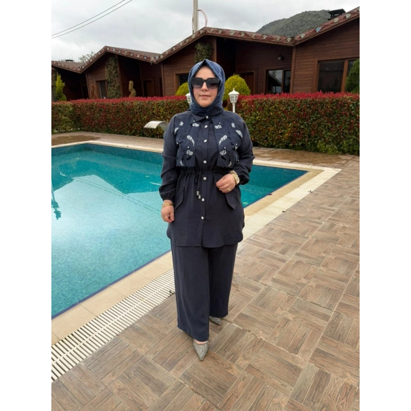 Mihriban Pantolonlu Takım Lacivert