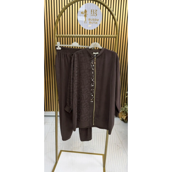 Duru İkili Pantolonlu Takım Kahverengi