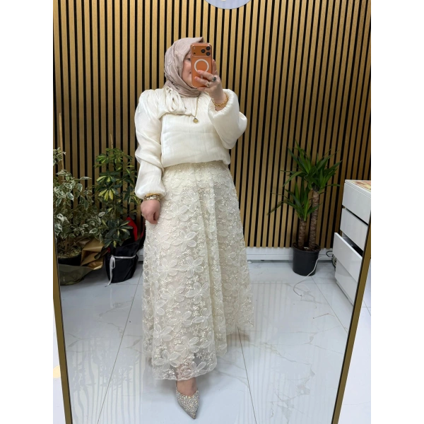 İnci İthal Etek Krem