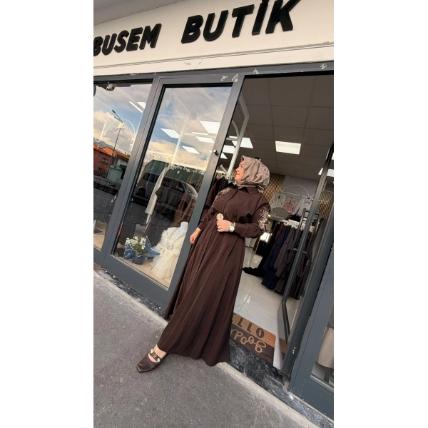 Beliz Gömlek Elbise Kahverengi