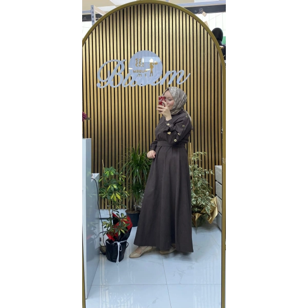 Ela Kupra Elbise Kahverengi