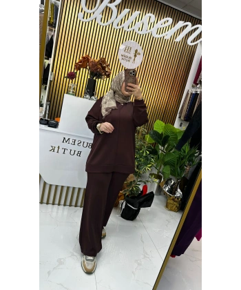 Oysho Biele Takım Kahverengi