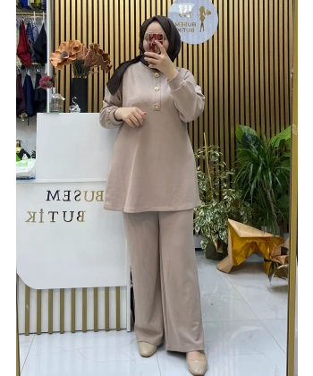 Oysho Broş Düğmeli Takım Bej