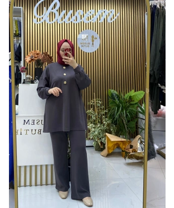 Oysho Broş Düğmeli Takım Gri