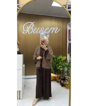 Pullu 3 Lü Takım Kahverengi