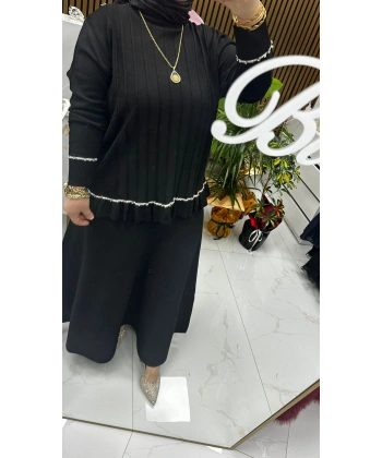 Triko Etekli Takım Siyah