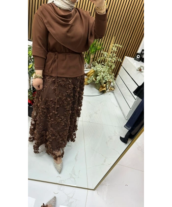 Güllü Viral Takım Kahverengi