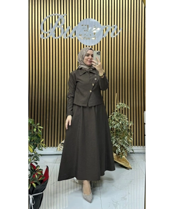 Pera Etekli Takım Kahverengi