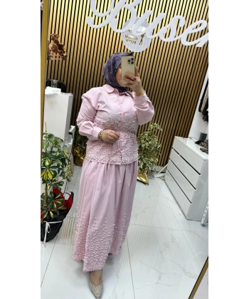 Çiçek Etekli Takım Pembe