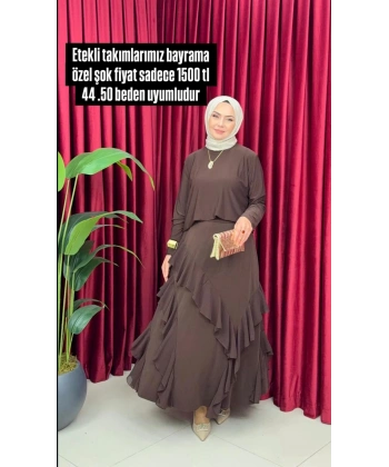 Fırfırlı Şık Takım Kahverengi