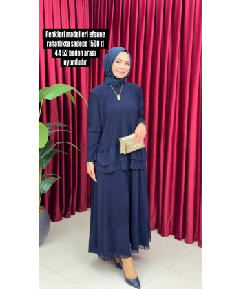 Fırfırlı Şık Takım Lacivert