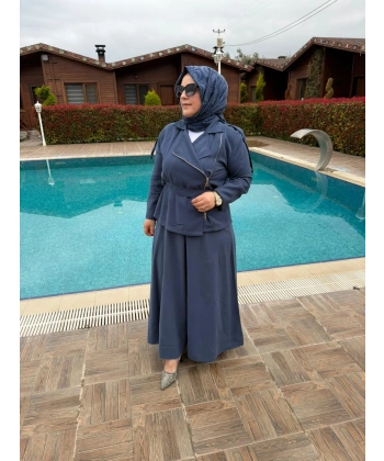 Alara Fermuar Detaylı Takım Lacivert