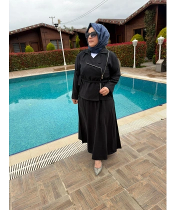 ALARA FERMUAR DETAYLI TAKIM SİYAH