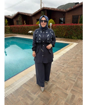 Mihriban Pantolonlu Takım Lacivert