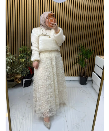 İnci İthal Etek Krem