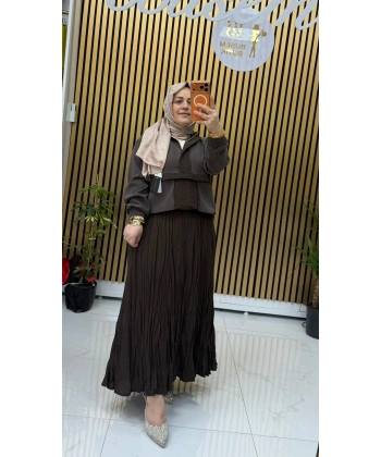 Lavinya Etekli Takım Kahverengi