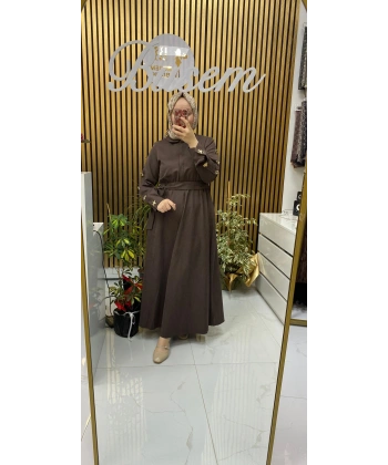 Ela Kupra Elbise Kahverengi