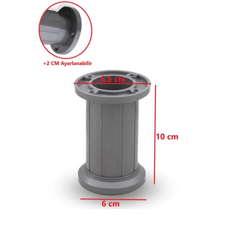 10 Cm Gri Jumbo Ayak Ayarlanabilir Mobilya Ayağı