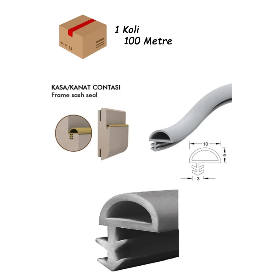 100 Metre Gri Ahşap Kapı Kasa Fitili Amerikan Kapı Kasa Contası D Yandan Kapı Fitili