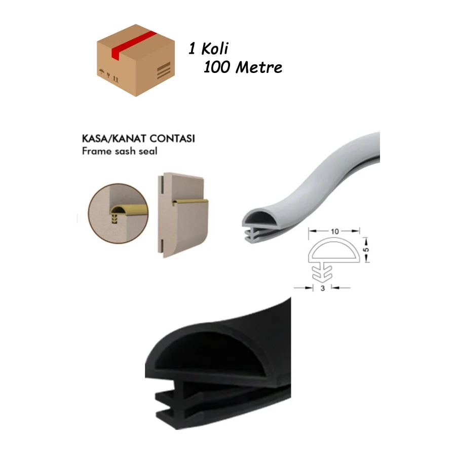 100 Metre Siyah Ahşap Kapı Kasa Fitili Amerikan Kapı Kasa Contası D Yandan Kapı Fitili